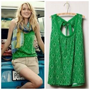 Anthropologie Akemi + Kin Rosae Green Diamond Print Tank Medium